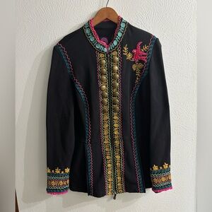 Double D Ranch Womens Embroidered Black Jacket Festival Full Zip Western Size XS